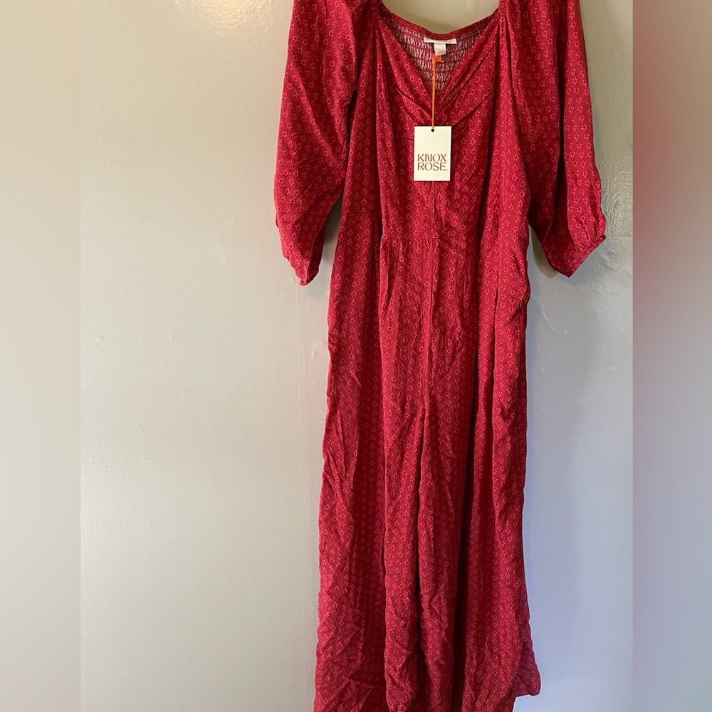 NWT Knox Rose wide leg jumpsuit fall colors size large, beautiful
